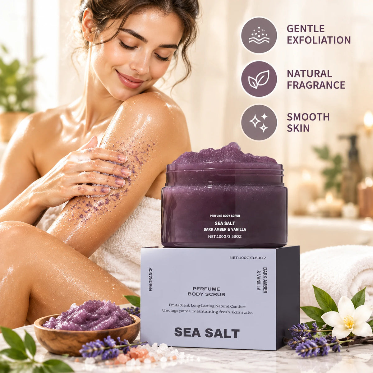 Vanilla Body Scrub Cream for Gentle Exfoliation and Moisturizing