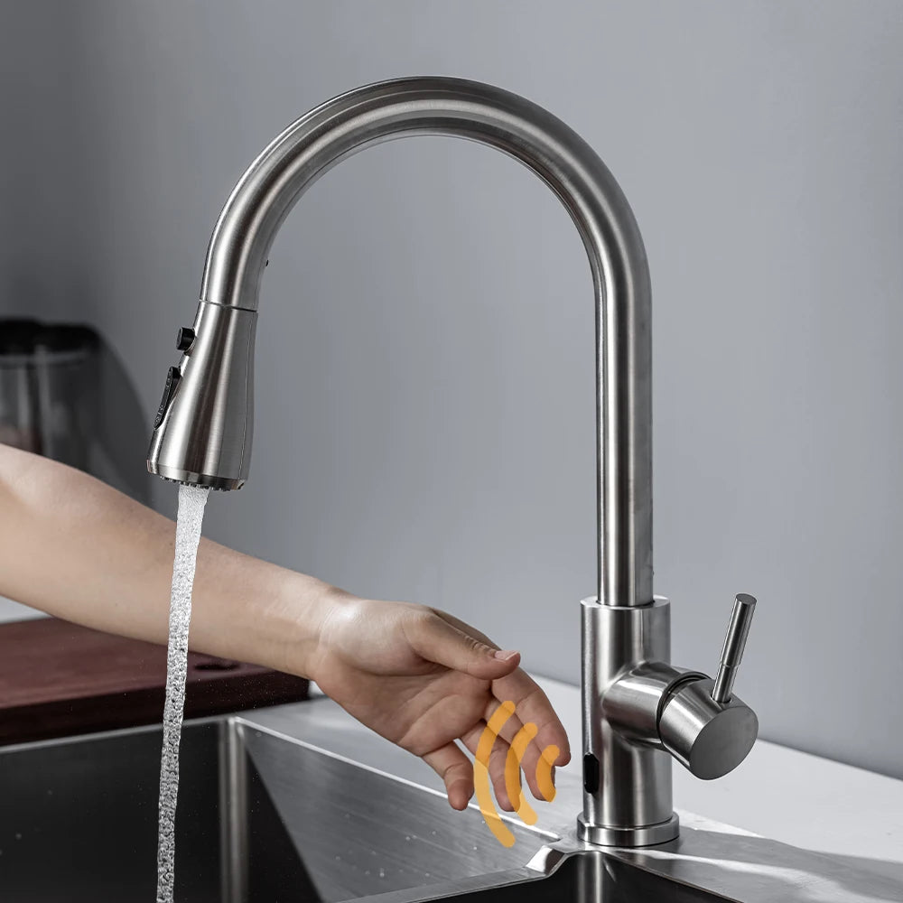 DQOK Touchless Infrared Sensor Pull Out Kitchen Faucet