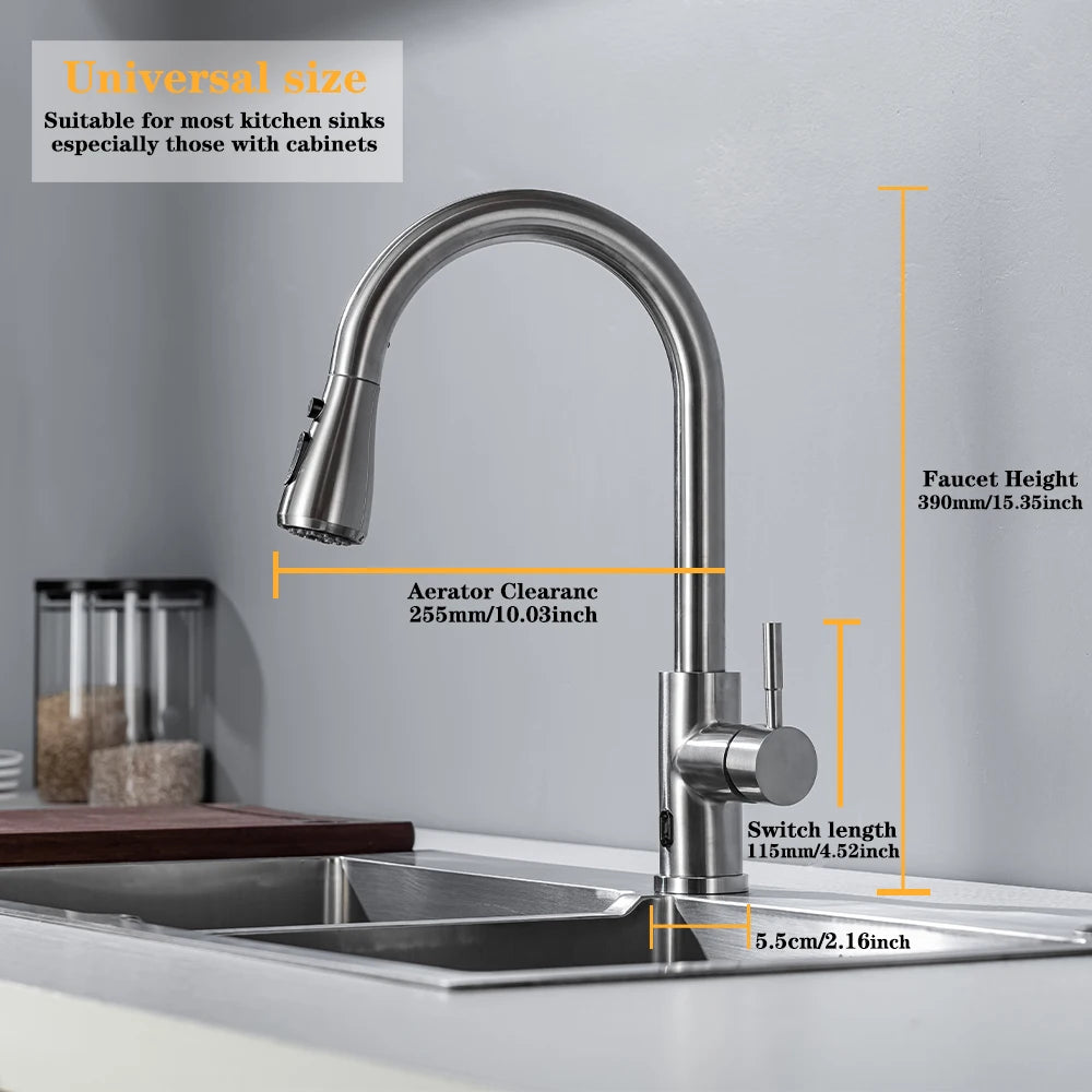 DQOK Touchless Infrared Sensor Pull Out Kitchen Faucet