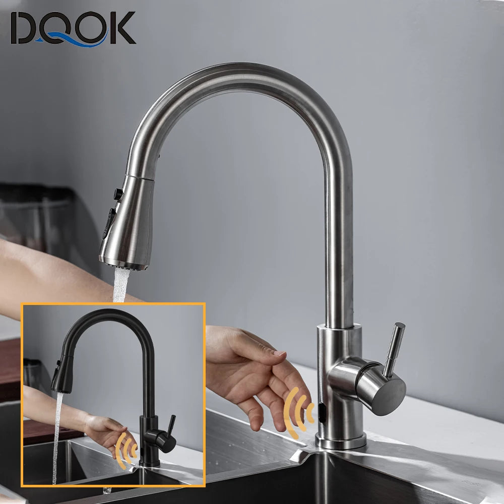 DQOK Touchless Infrared Sensor Pull Out Kitchen Faucet