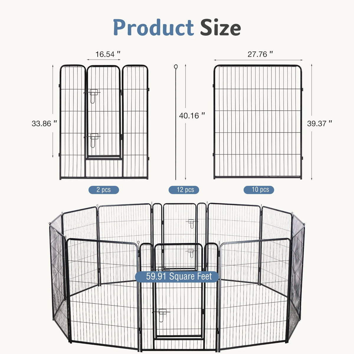 JHK Metal Foldable Dog Playpen for Indoor and Outdoor Exercise