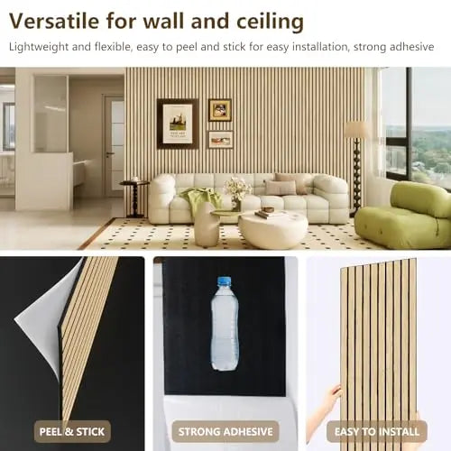 Self Adhesive 3D Acoustic Wood Slat Wall Panels for Studios