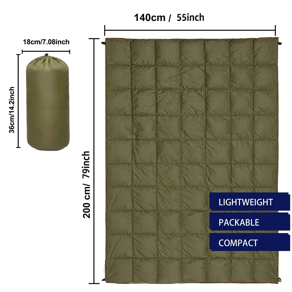 Waterproof Lightweight Puffy Camping Blanket for Outdoor Travel and Warmth