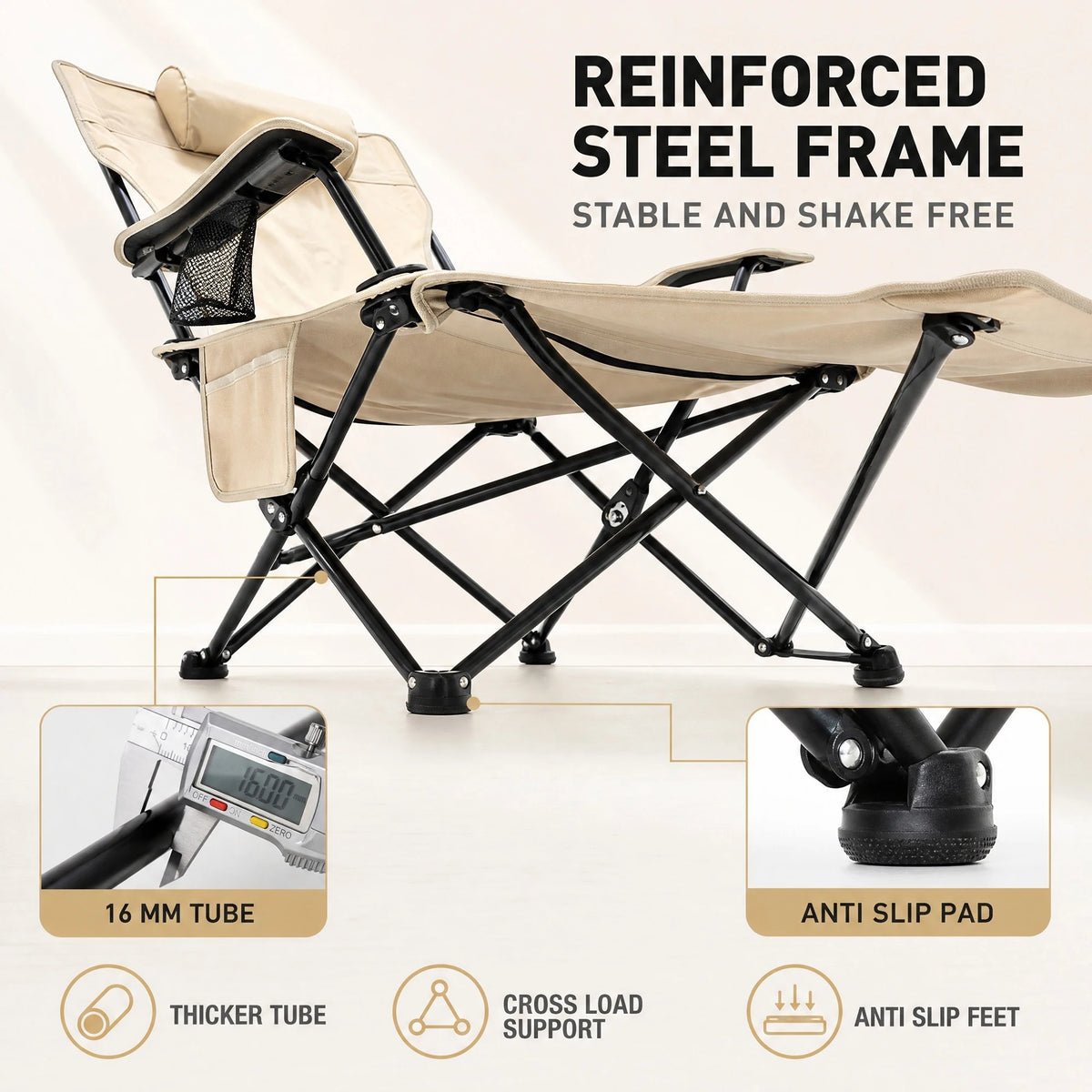 PAKICETUS Adjustable Reclining Lounge Chair With Pillow And Cup Holder