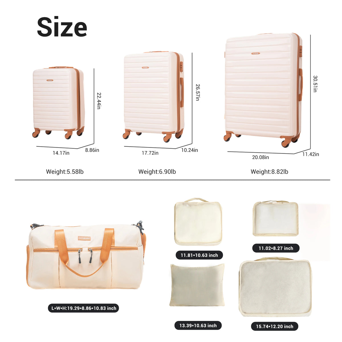 Travelhouse ABS Luggage Set With Spinner Wheels And TSA Lock