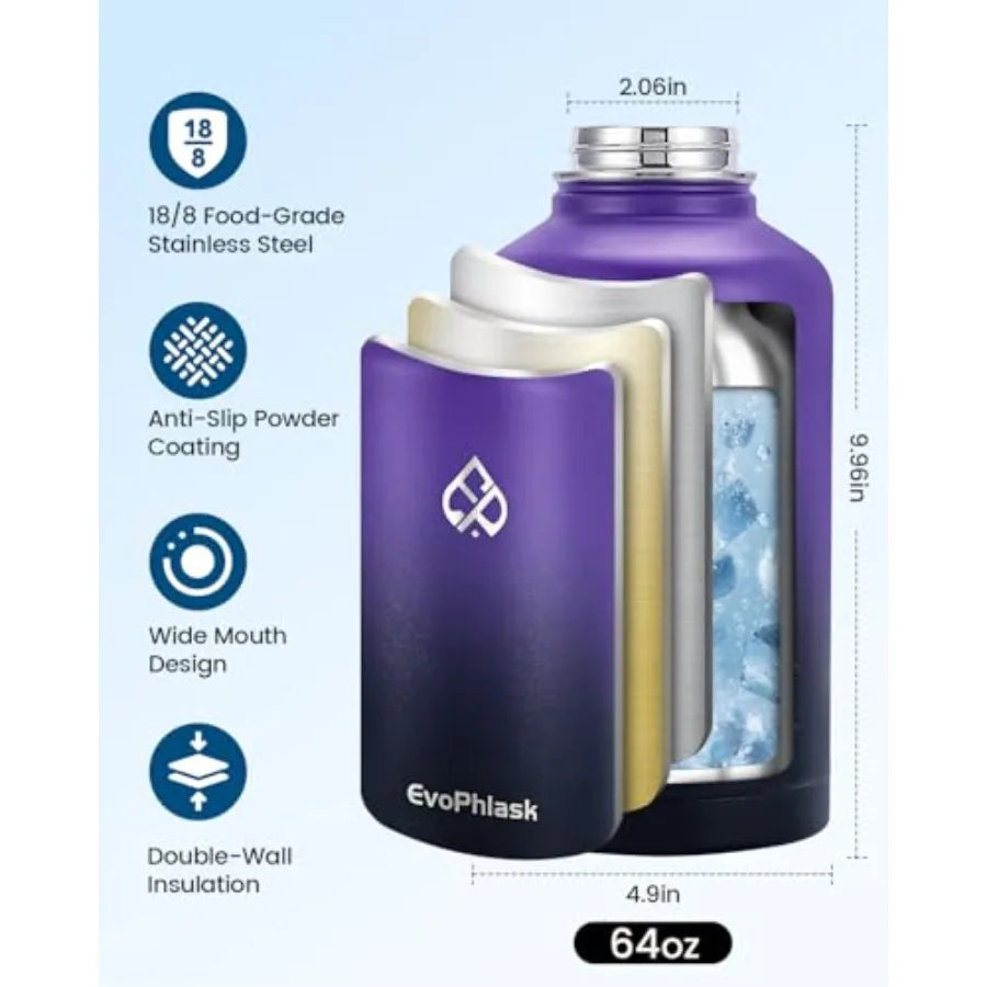 Vacuum Insulated Stainless Steel Water Bottle With Strap For Travel