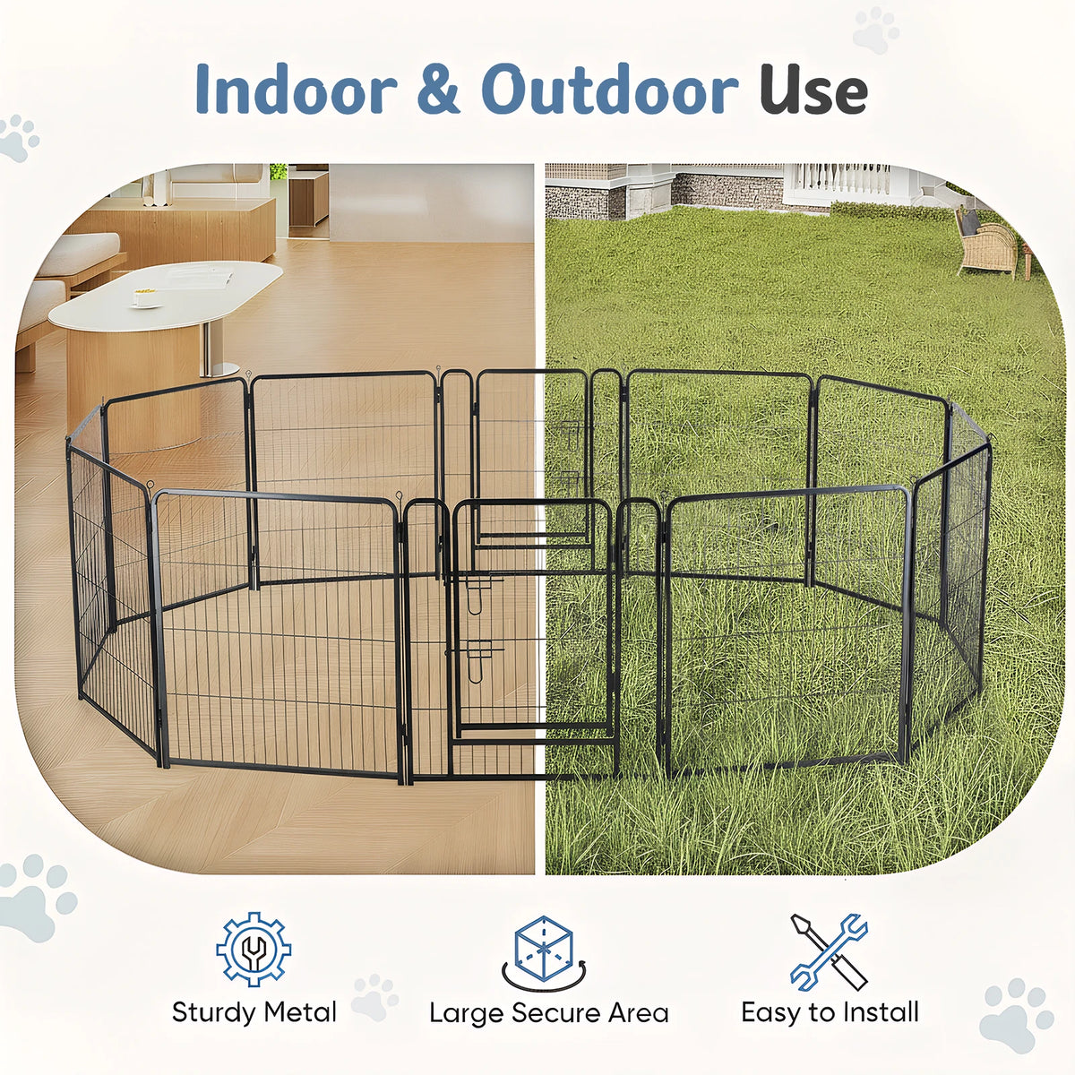 JHK Metal Foldable Dog Playpen for Indoor and Outdoor Exercise