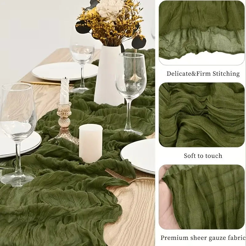Polyester Cheesecloth Table Runner for Weddings and Holiday Decorations