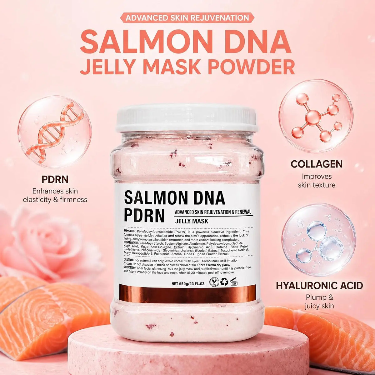 YMEYFAN Salmon PDRN Hyaluronic Acid Collagen Jelly Mask Powder