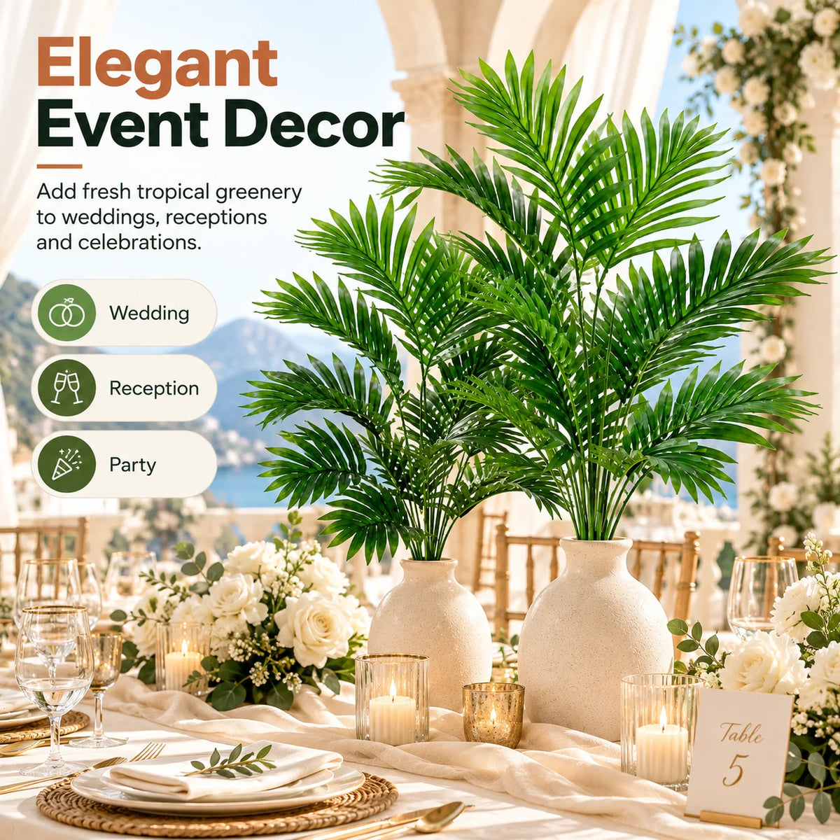 ZNLYRION Artificial Palm Fronds UV Resistant Tropical Decor for Home and Garden
