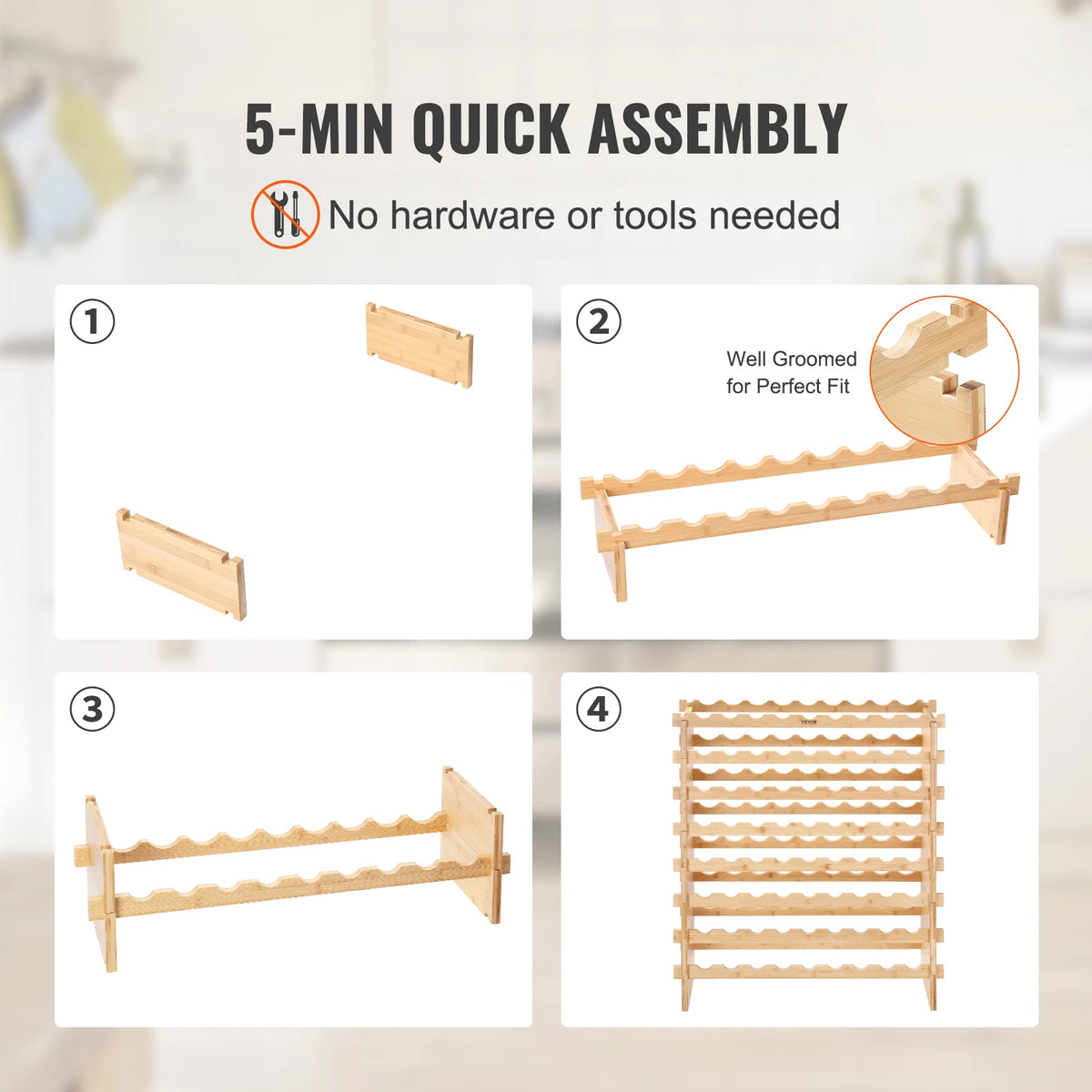 SucceBuy Stackable Bamboo Wine Rack For Stylish Bottle Storage