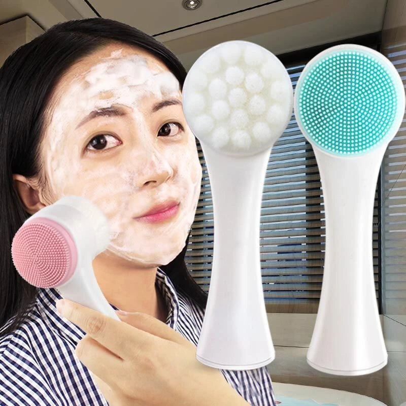 Double Sided Silicone Facial Cleansing Brush for Blackhead Removal