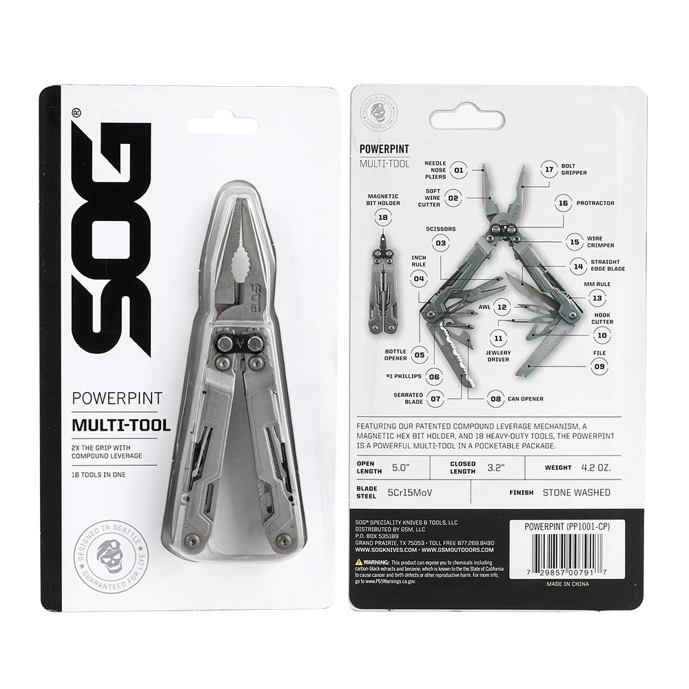 SOG PowerPint 18 In 1 Stainless Steel Pocket Multi Tool