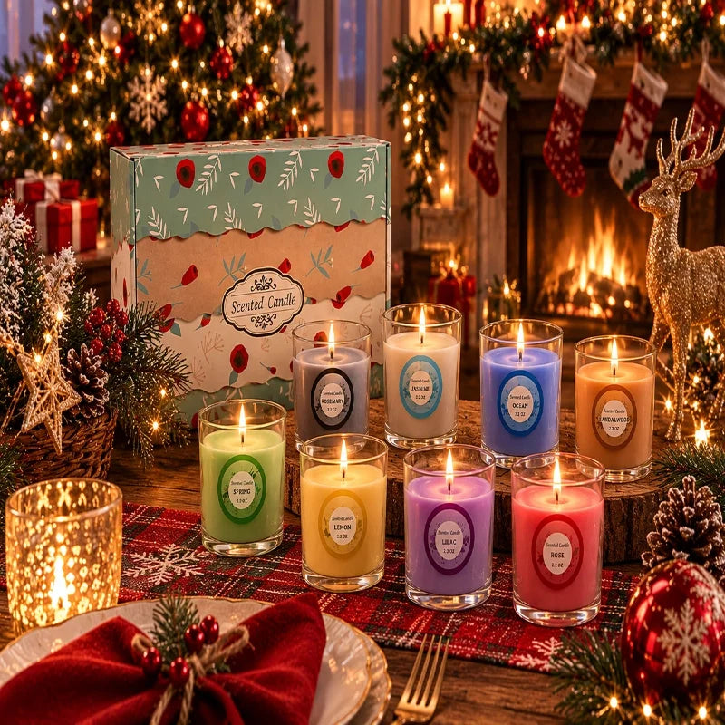 Fclayvts Aromatherapy Scented Candle Gift Set With Essential Oils