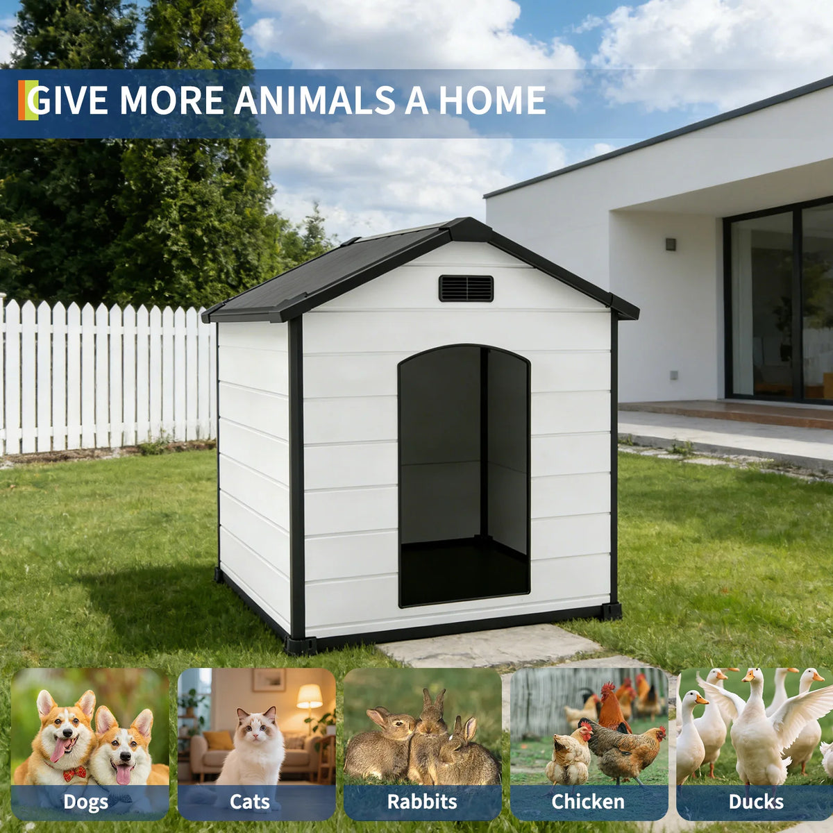 Waterproof Plastic Dog House With Removable Roof And Ventilated Floor