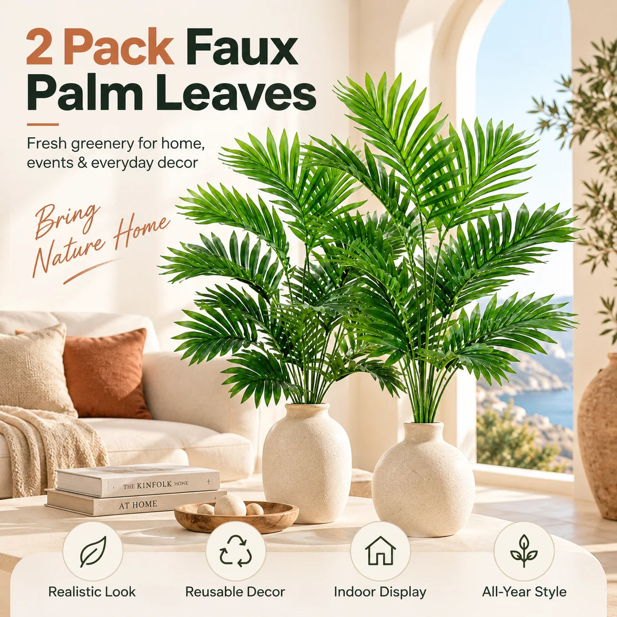 ZNLYRION Artificial Palm Fronds UV Resistant Tropical Decor for Home and Garden