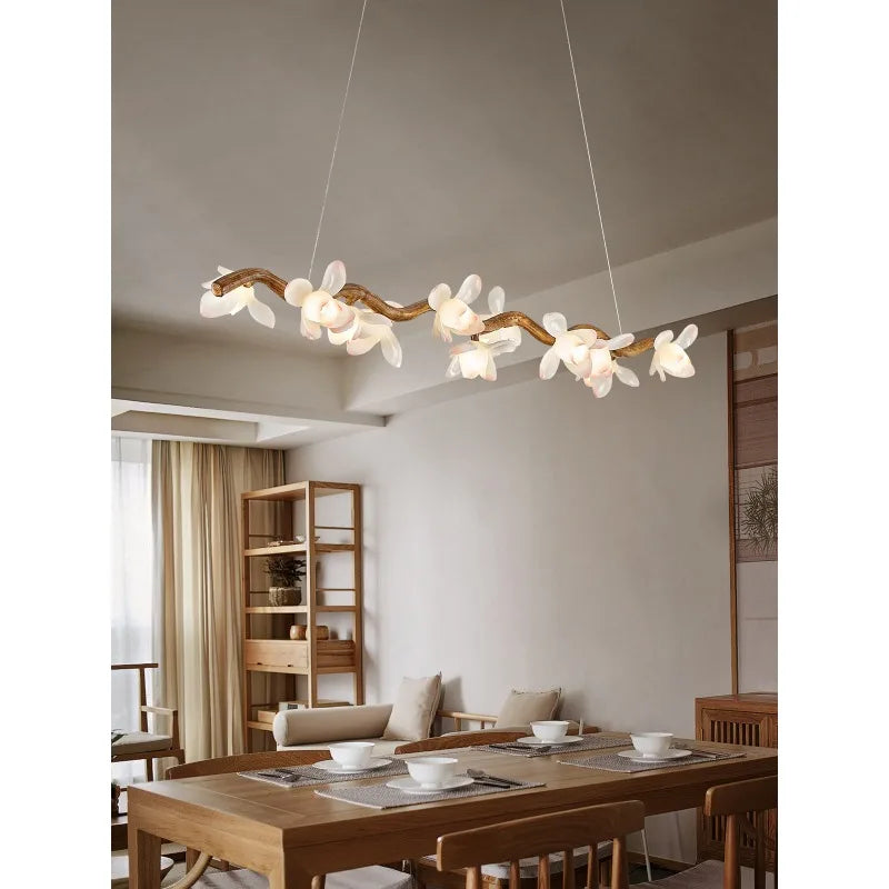 Branching Lotus Flower Pendant Lamp for Zen Style Dining Rooms