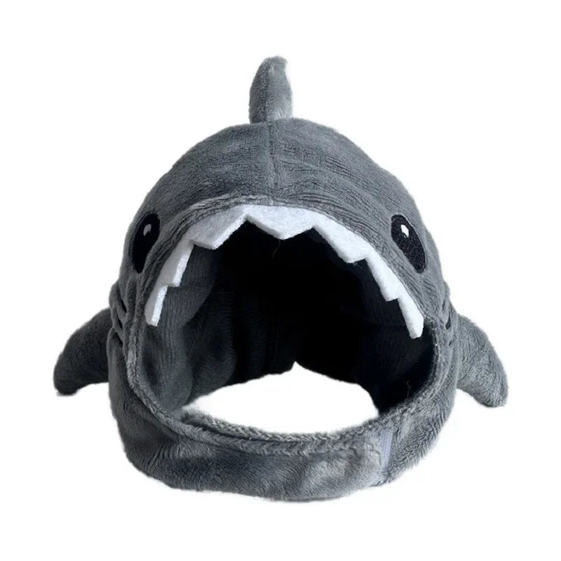 【Hot】Funny Cat Shark Headpiece Adjustable Warm Soft Pet Hat Cute Cartoon Christmas Party Cosplay Photo Prop