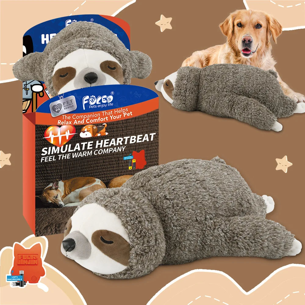 Heartbeat Sloth Plush Toy for Dogs Anxiety Relief and Comfort