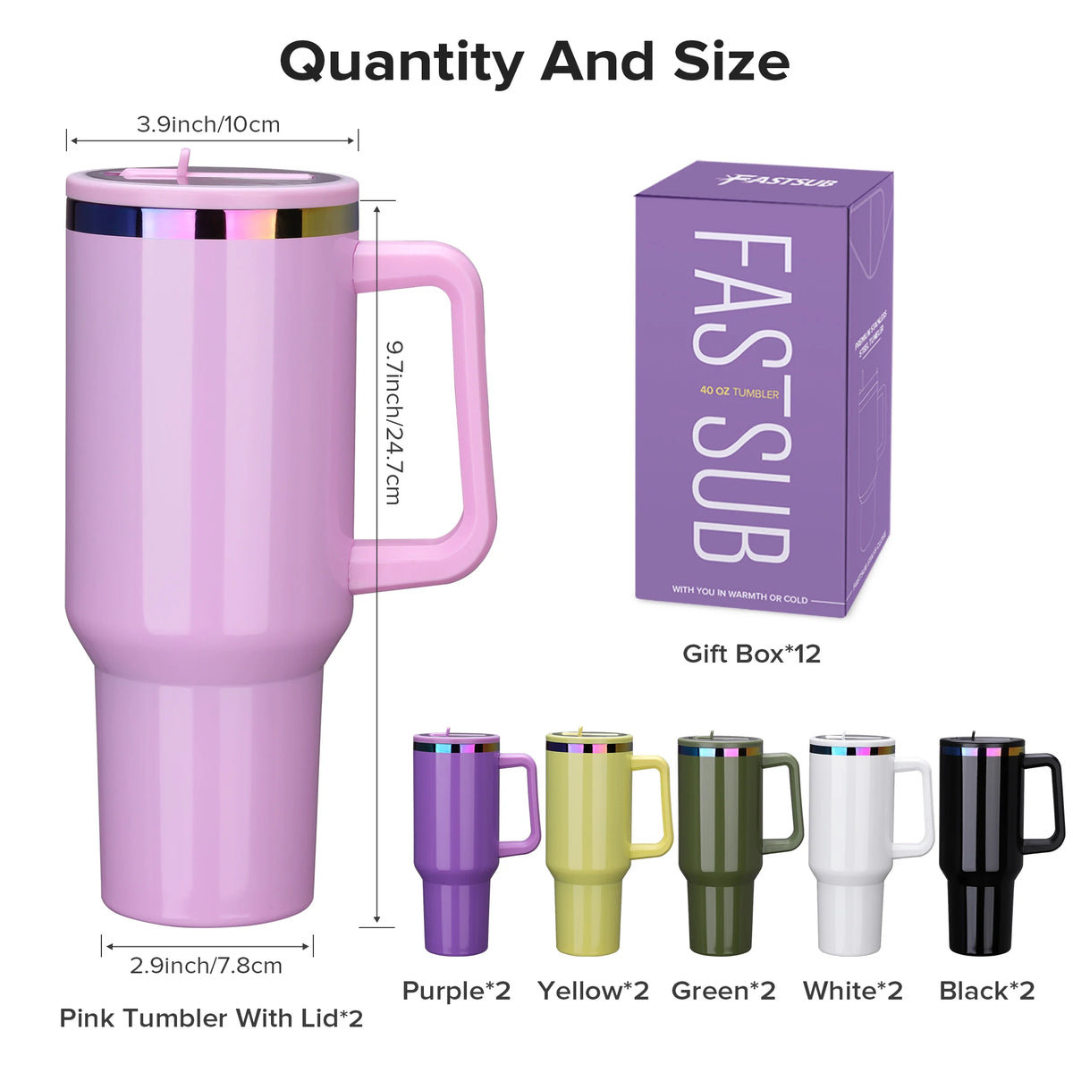 Fastsub Stainless Tumbler With Handle For Hot Or Cold Drinks