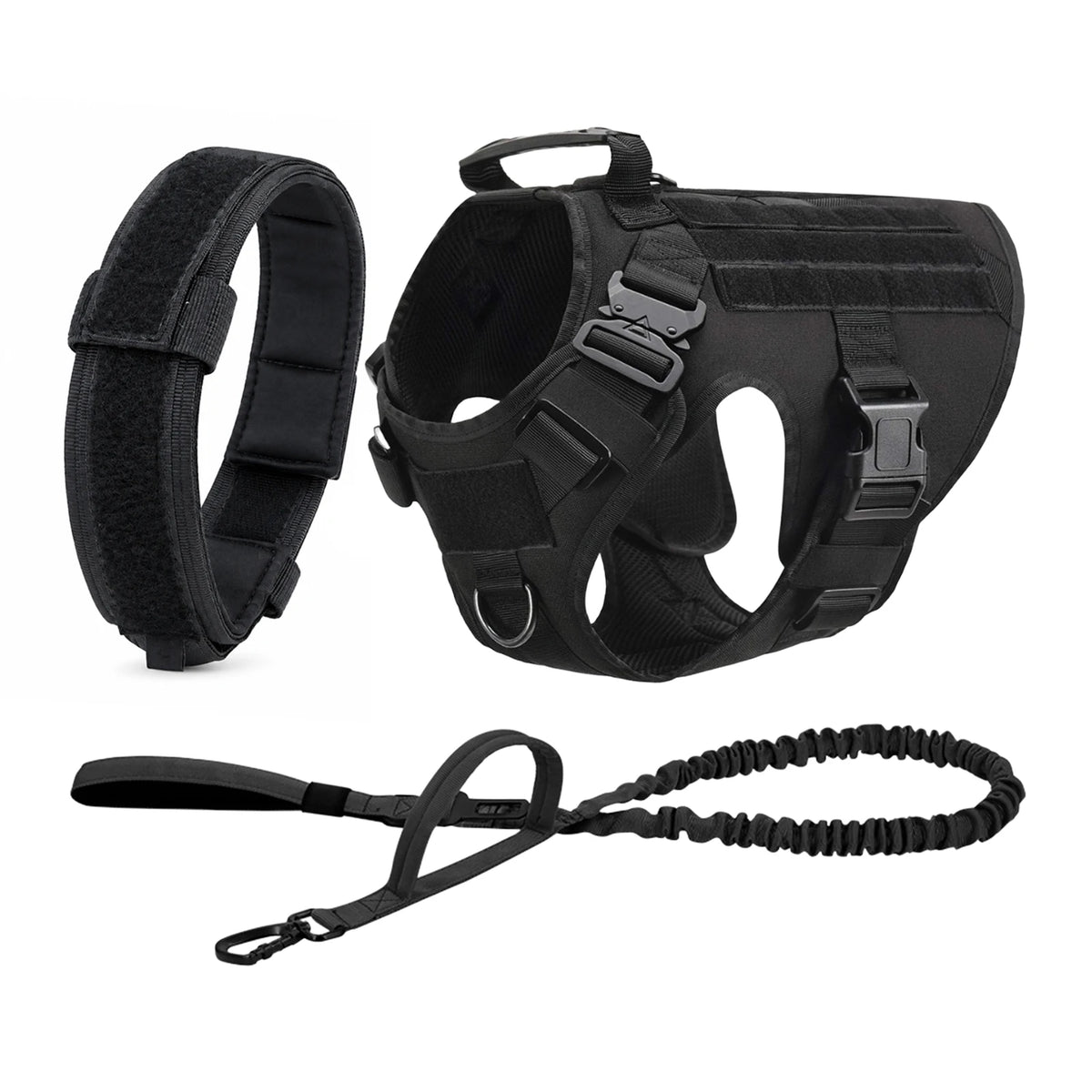 PETRAVEL Tactical Dog Harness With Leash And MOLLE Pouches