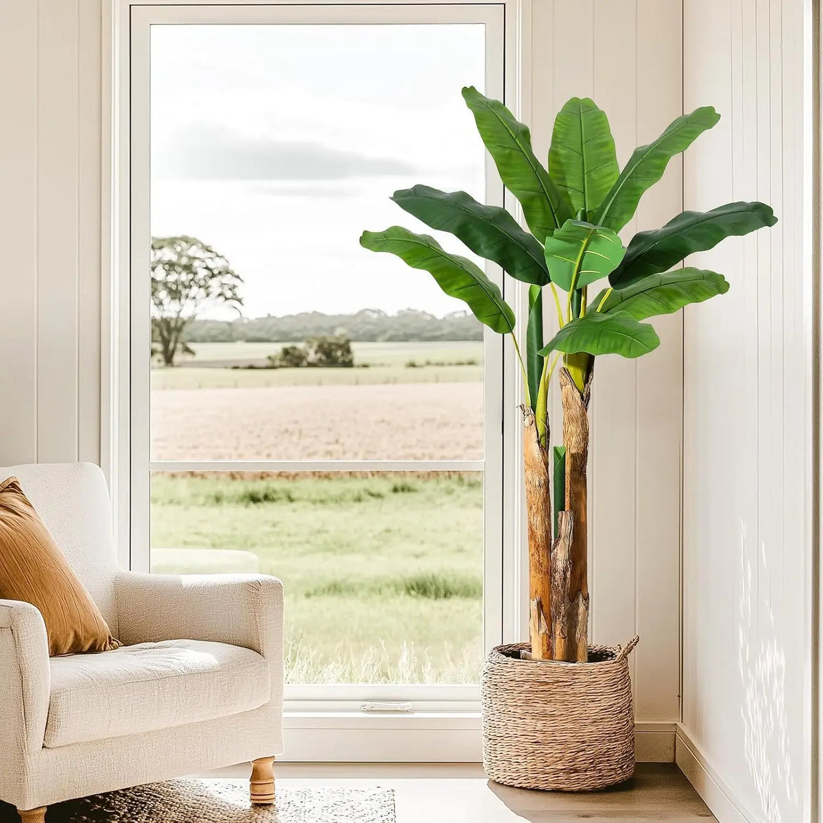 Artificial Banana Tree Faux Tropical Plant for Home Office Decor