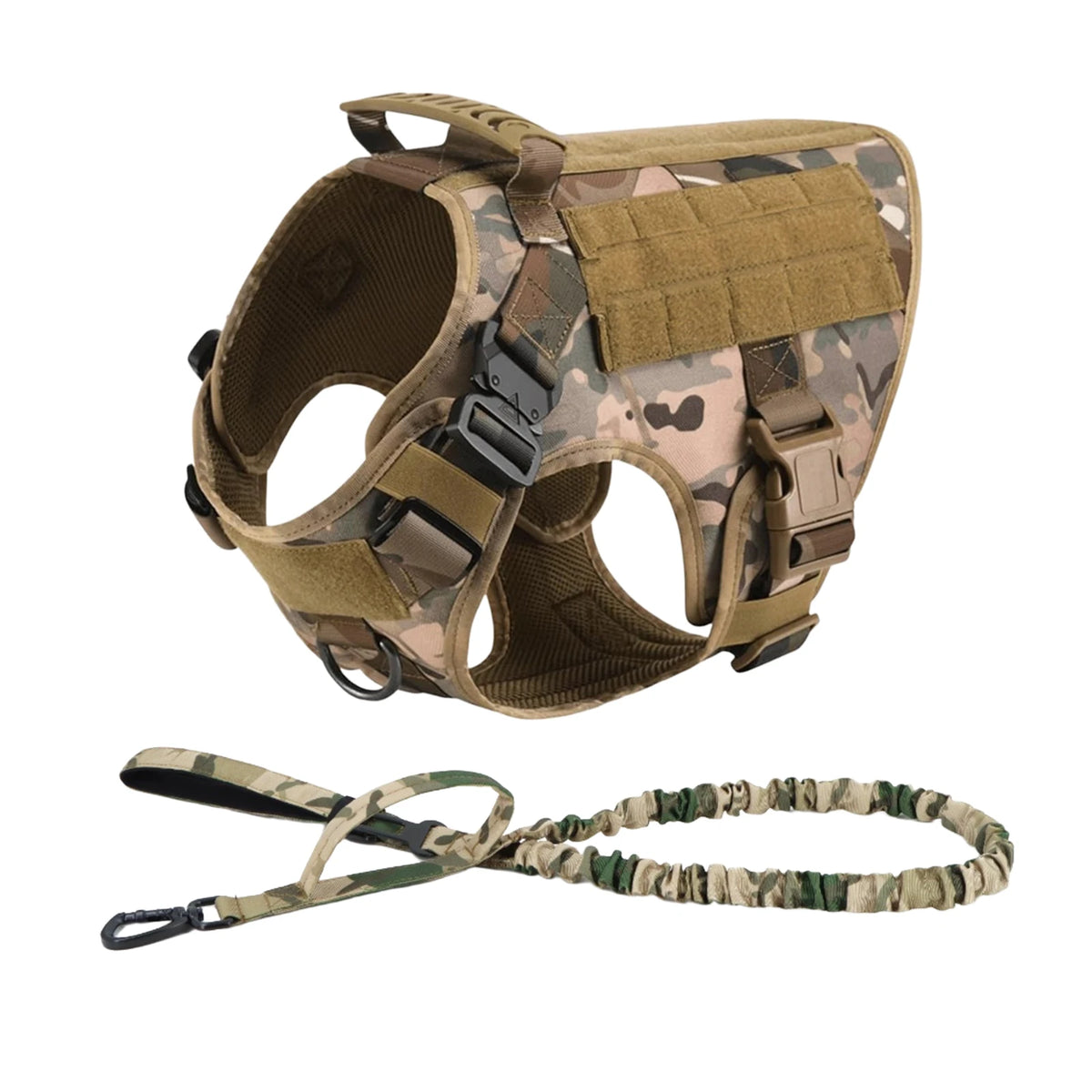 PETRAVEL Tactical Dog Harness With Leash And MOLLE Pouches
