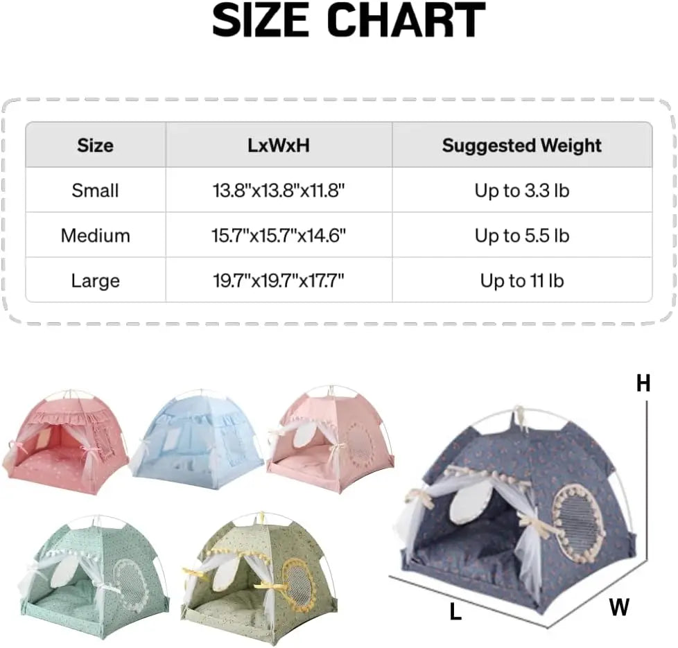 Breathable Mesh Cat Bed Tent With Removable Plush Cushion