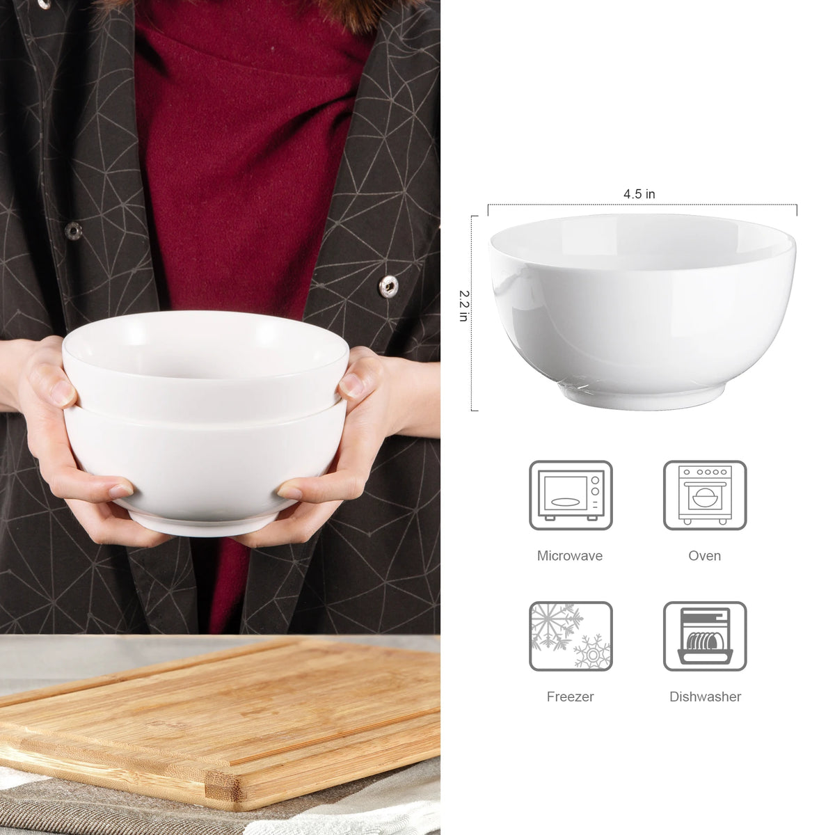 Microwave Safe Ceramic Bowls for Cereal Soup Salad and Pasta