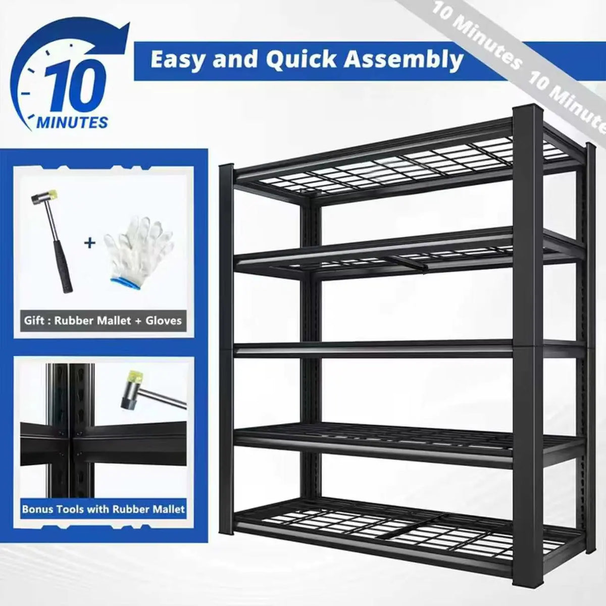SARENZOON Adjustable Double Layer Metal Utility Shelving Rack