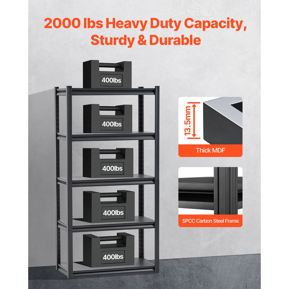 SucceBuy Adjustable Metal Utility Storage Shelving Rack