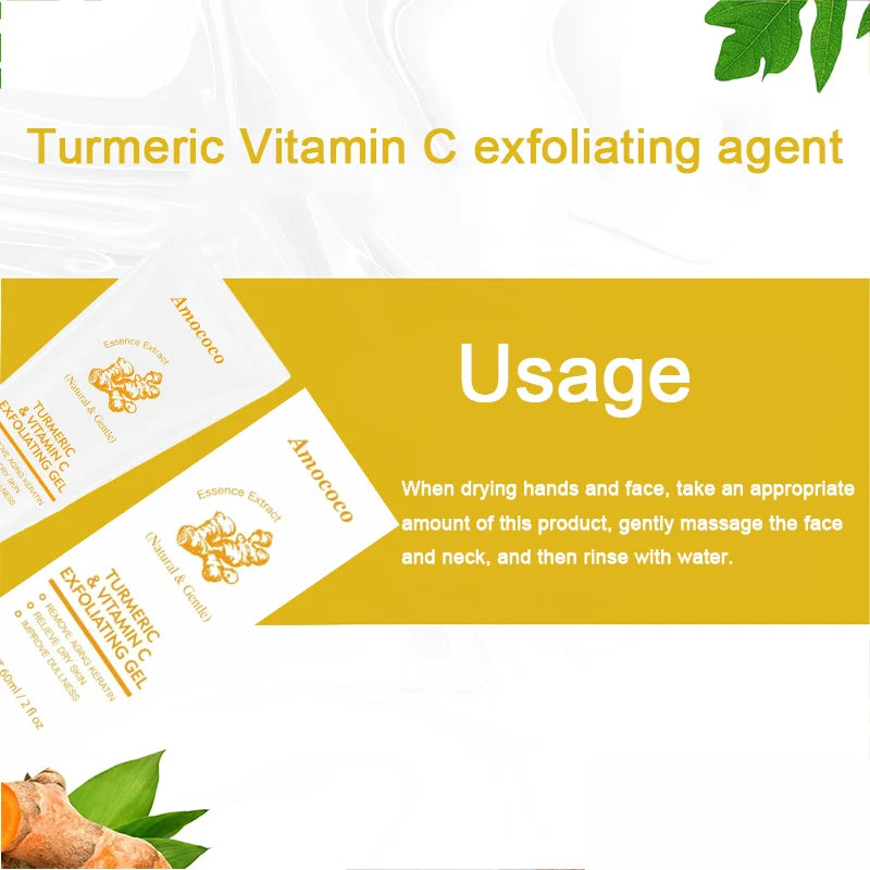 AMOCOCO Turmeric Vitamin C Exfoliating Gel for Smooth Radiant Skin