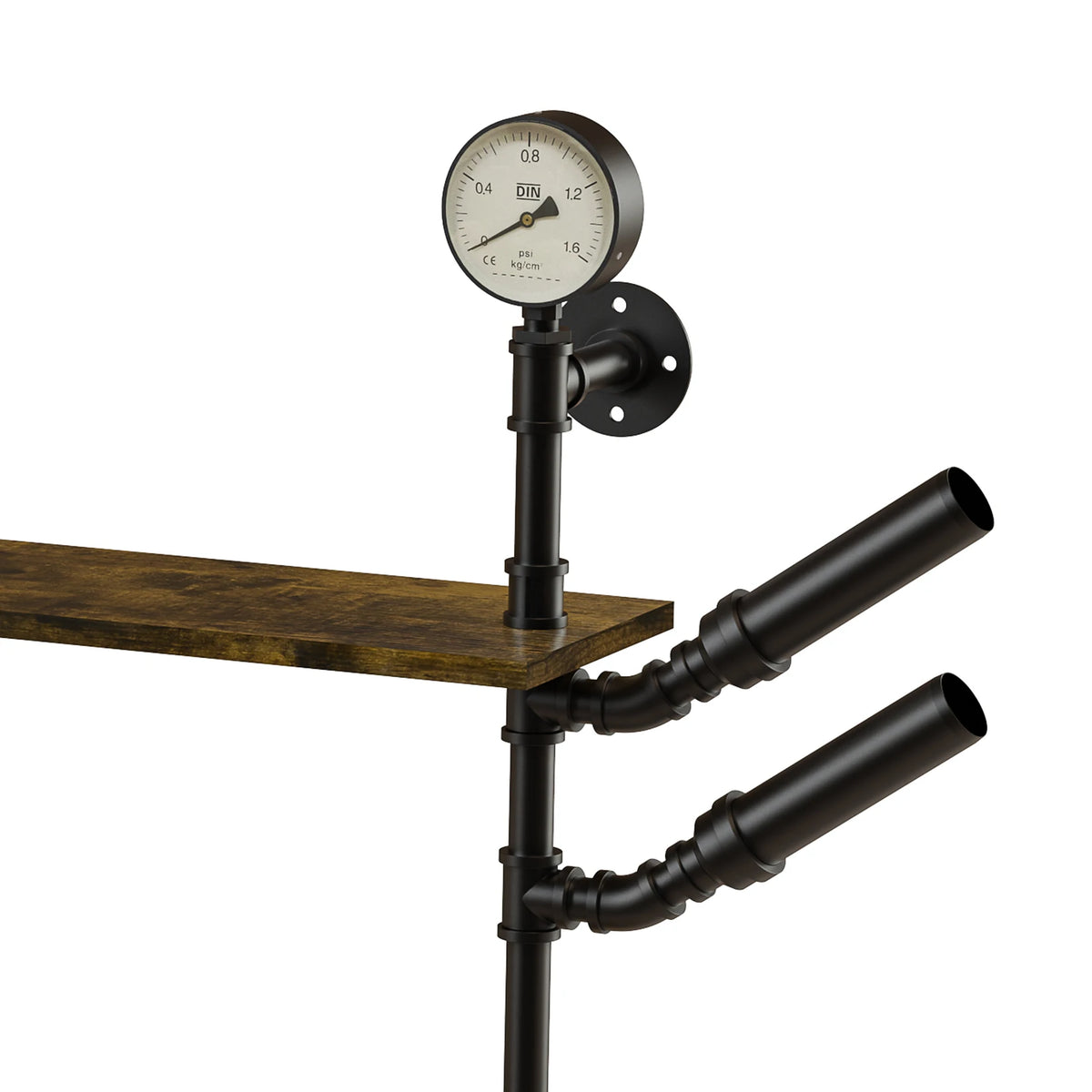 Wall Mounted Pipe Bar Liquor Shelf With Wine Glass Holder