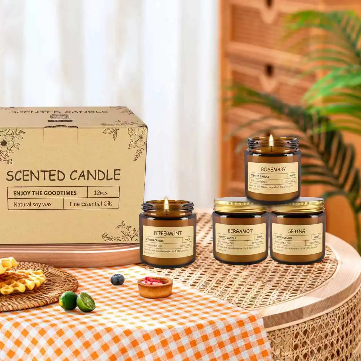 Fclayvts Soy Wax Scented Candle Gift Set With Essential Oils