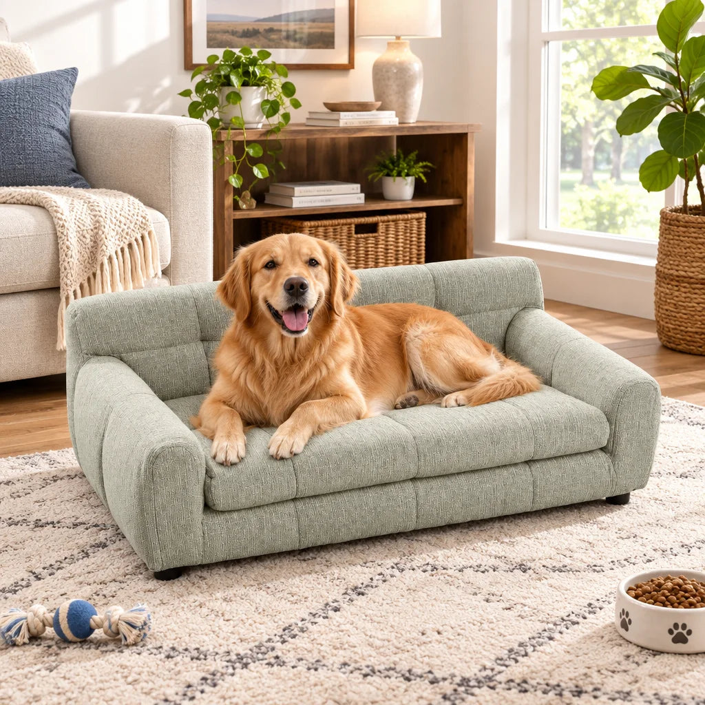 Breathable Pet Sofa Bed With Supportive Backrest And Armrests