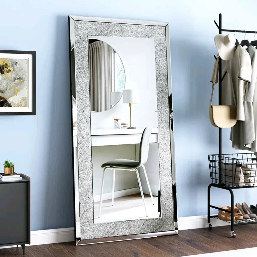 LUVODI Crystal Rhinestone Vanity Wall Mirror for Elegant Dressing Spaces