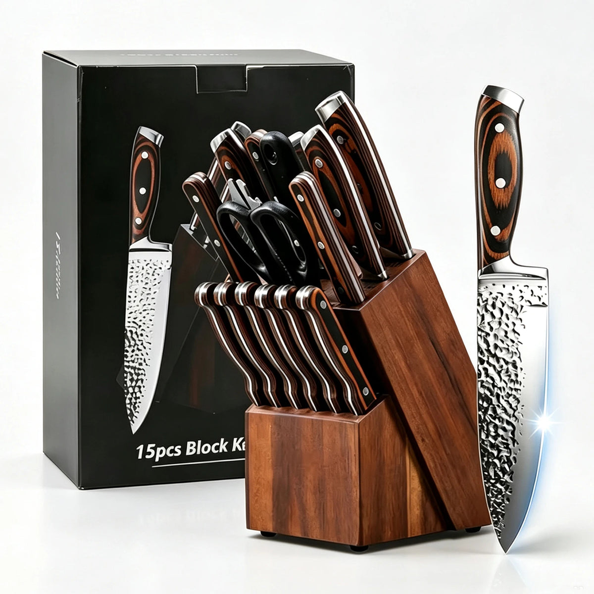 BieZumn Professional Stainless Steel Kitchen Knife Block Set