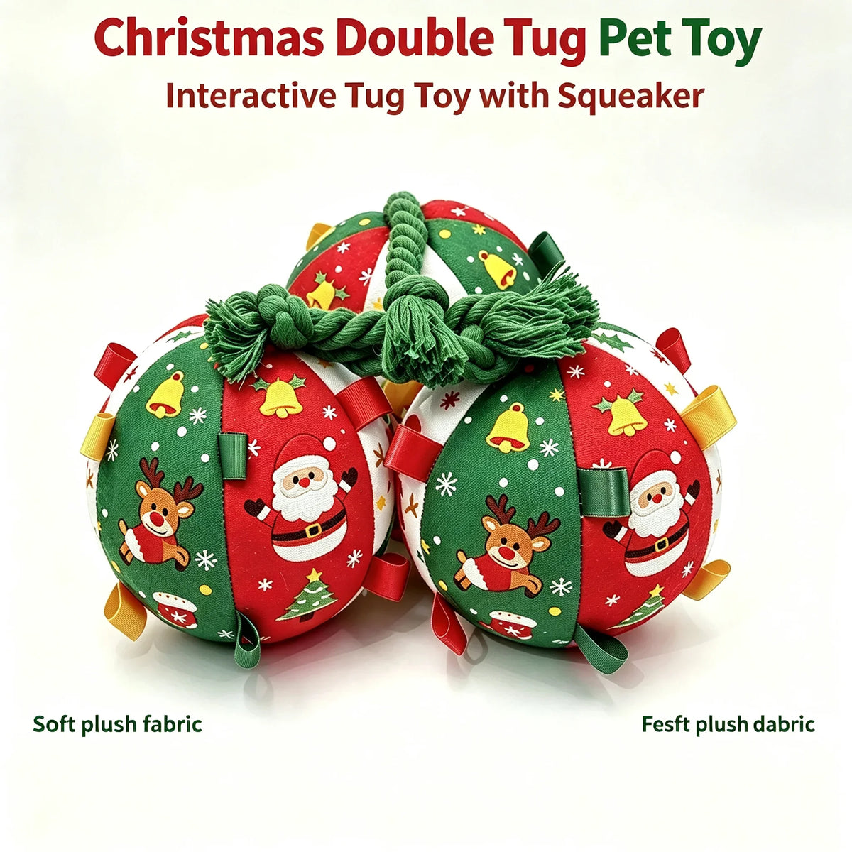 Christmas Interactive Dog Ball Toy With Bells For Fetch Training