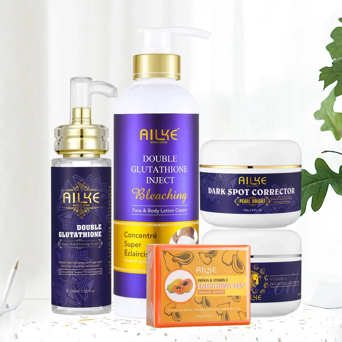AILKE Glutathione Whitening Skincare Set for Radiant Hydrated Skin