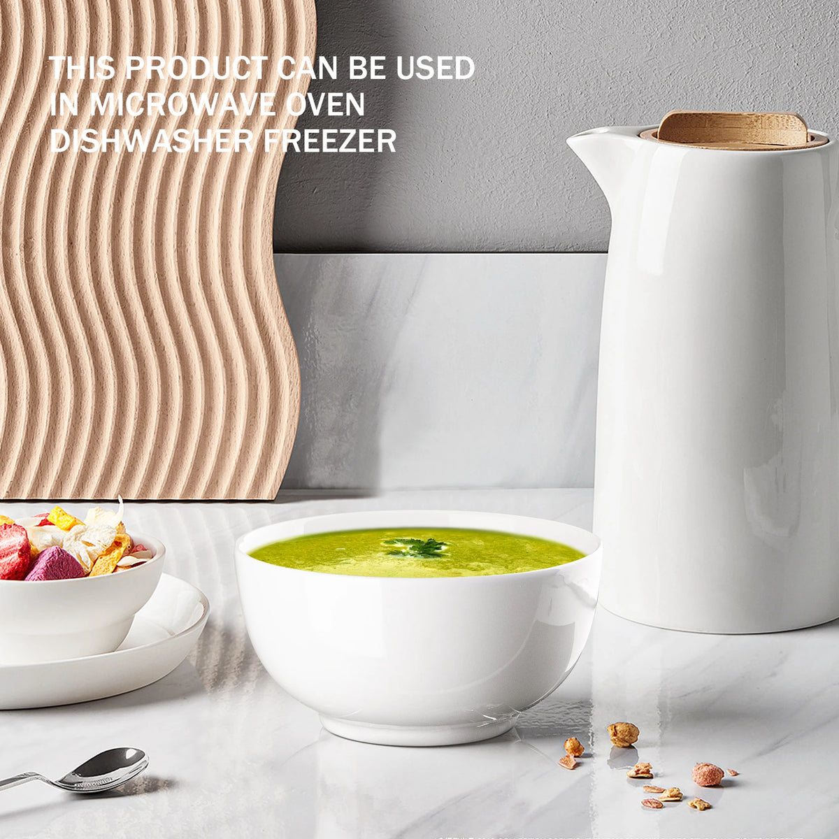Porcelain Bowls for Cereal Soup Salad Pasta and Microwave Use