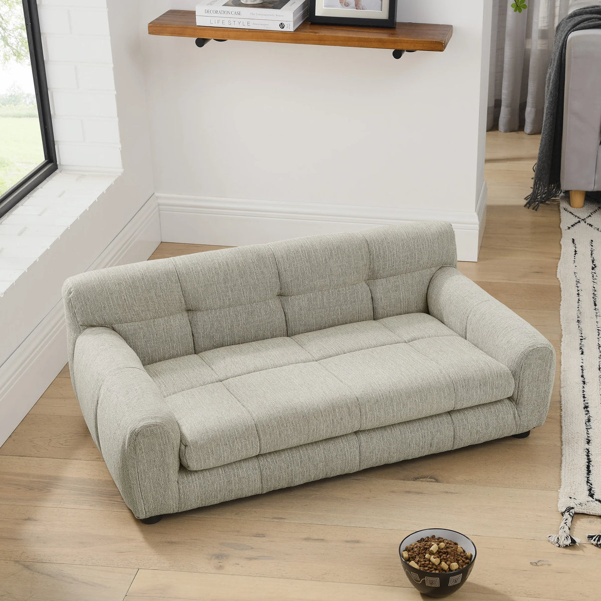 Breathable Pet Sofa Bed With Supportive Backrest And Armrests
