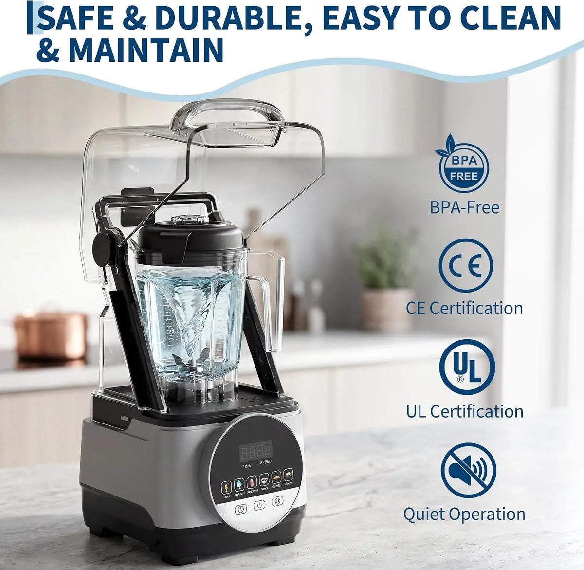 Tacleekii Commercial Blender With Smart Touch Controls And Multiple Functions