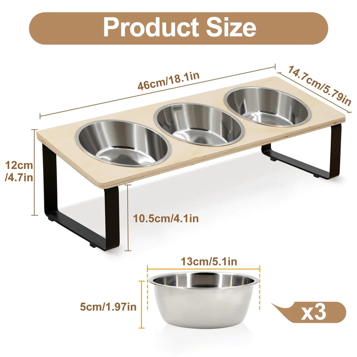Elevated Cat Feeder With Stainless Steel Bowls And Feeding Mat