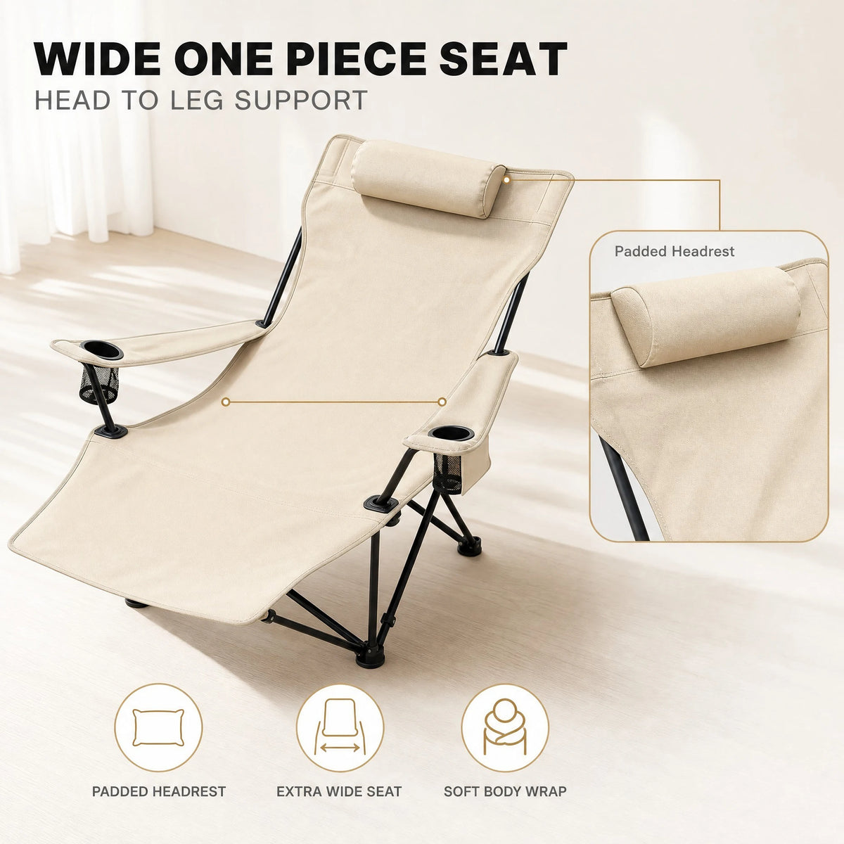 PAKICETUS Adjustable Reclining Lounge Chair With Pillow And Cup Holder
