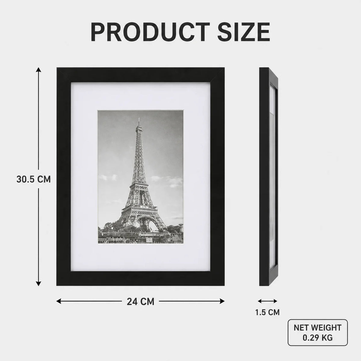 Eiffel Tower Picture Frame With Protective Plexiglass Wall Art Decor