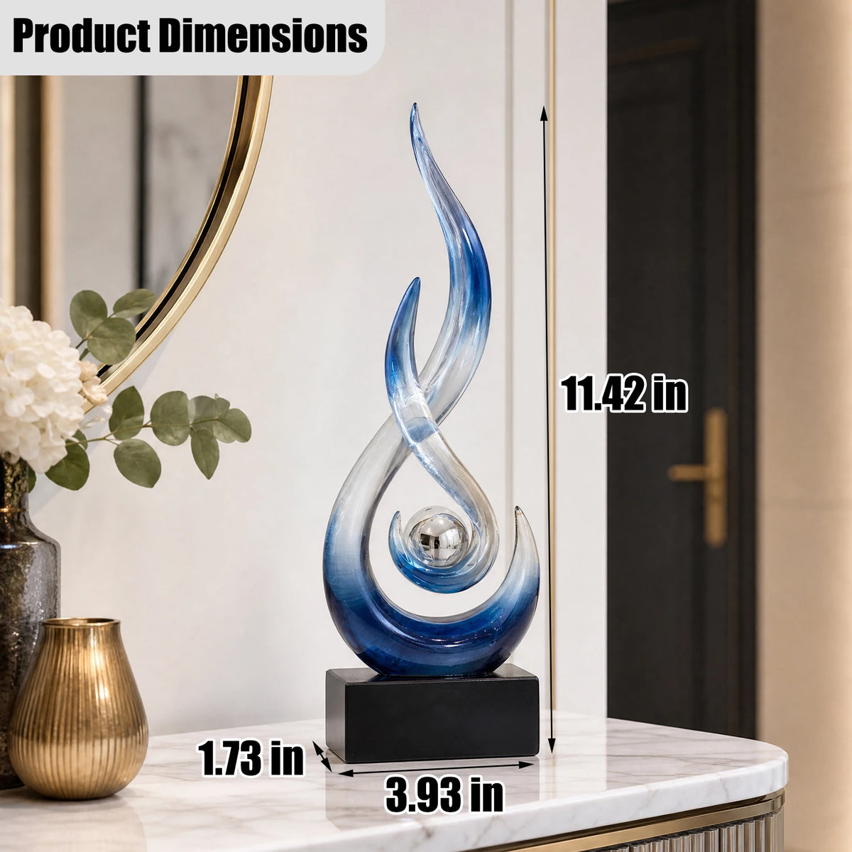 Modern Abstract Resin Flame Sculpture Statue For Contemporary Home Decor