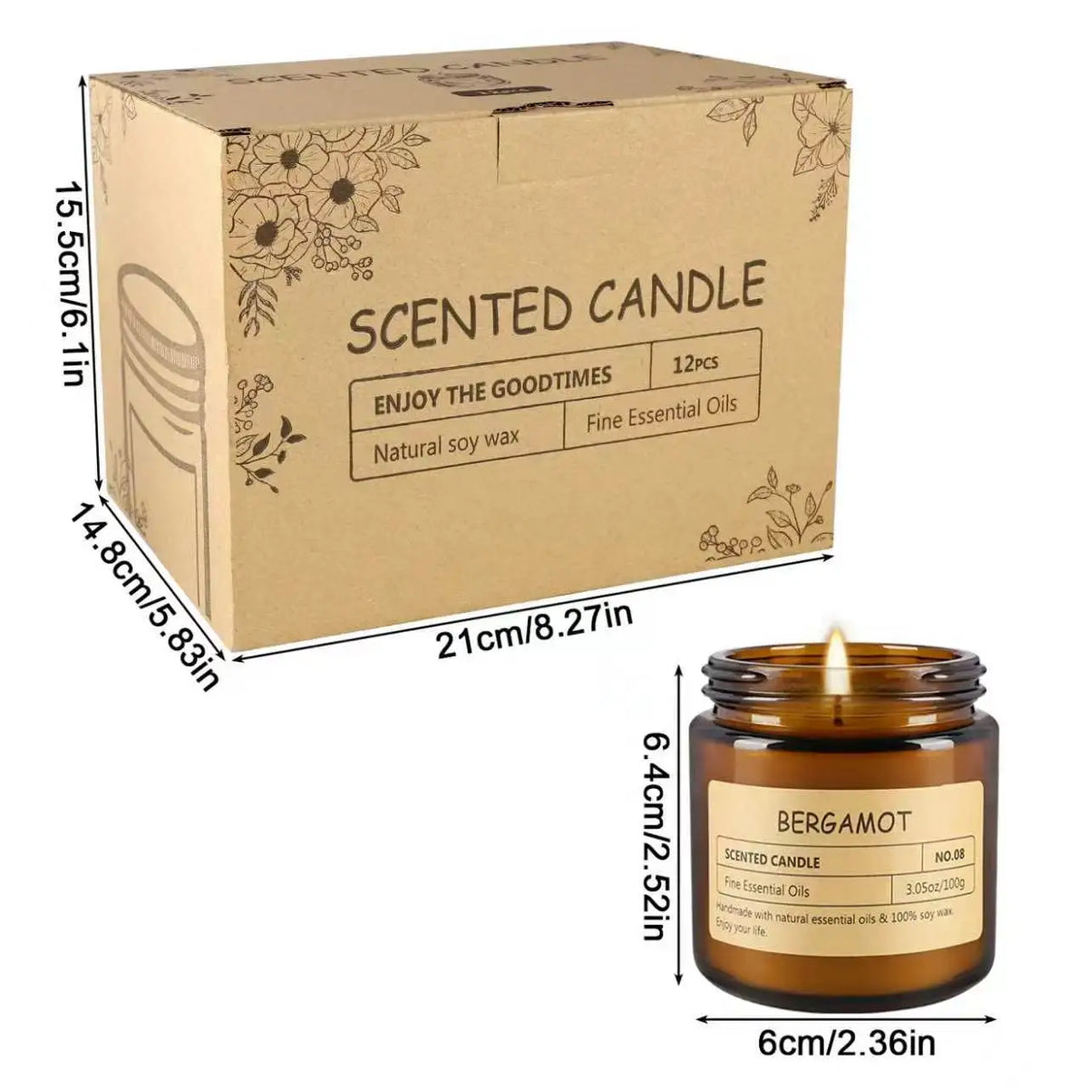 Fclayvts Soy Wax Scented Candle Gift Set With Essential Oils