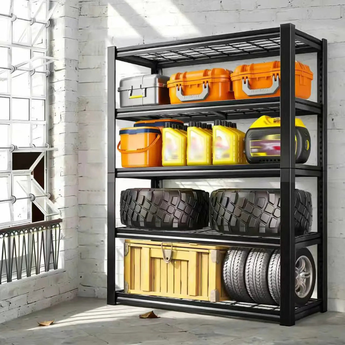 SARENZOON Adjustable Double Layer Metal Utility Shelving Rack