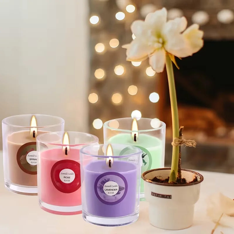 Fclayvts Aromatherapy Scented Candle Gift Set With Essential Oils