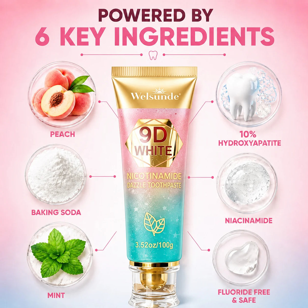 Welsunde Whitening Toothpaste With Hydroxyapatite For Fresh Breath